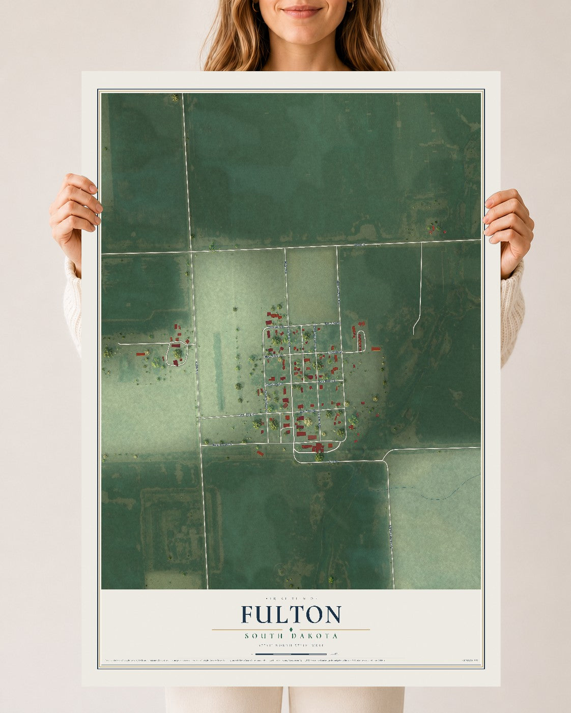 Map of Fulton, South Dakota, 24 x 36 inch unframed archival matte print