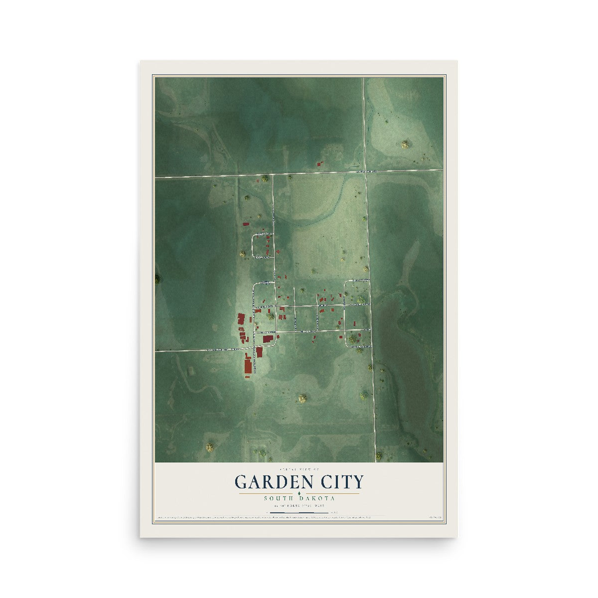 Map of Garden City, South Dakota, 12 x 18 inch unframed archival matte print