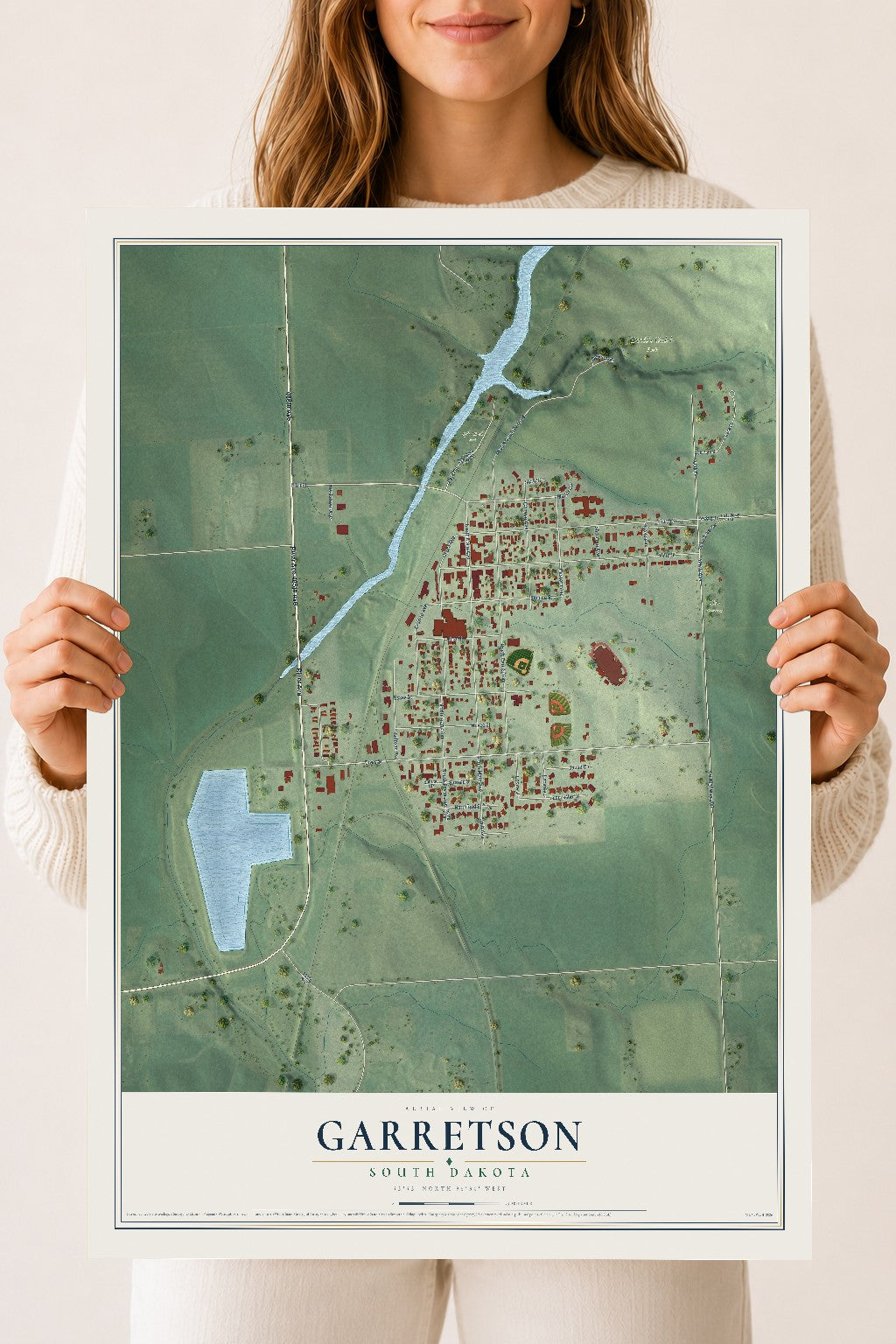 Map of Garretson, South Dakota, 18 x 24 inch unframed archival matte print