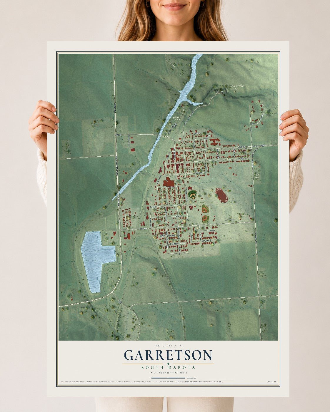 Map of Garretson, South Dakota, 24 x 36 inch unframed archival matte print