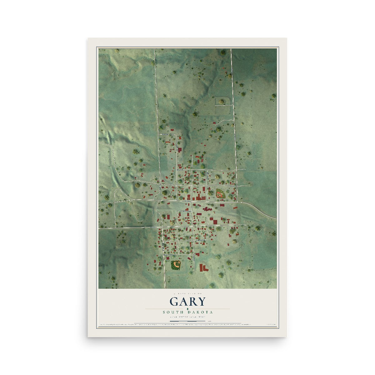 Map of Gary, South Dakota, 12 x 18 inch unframed archival matte print