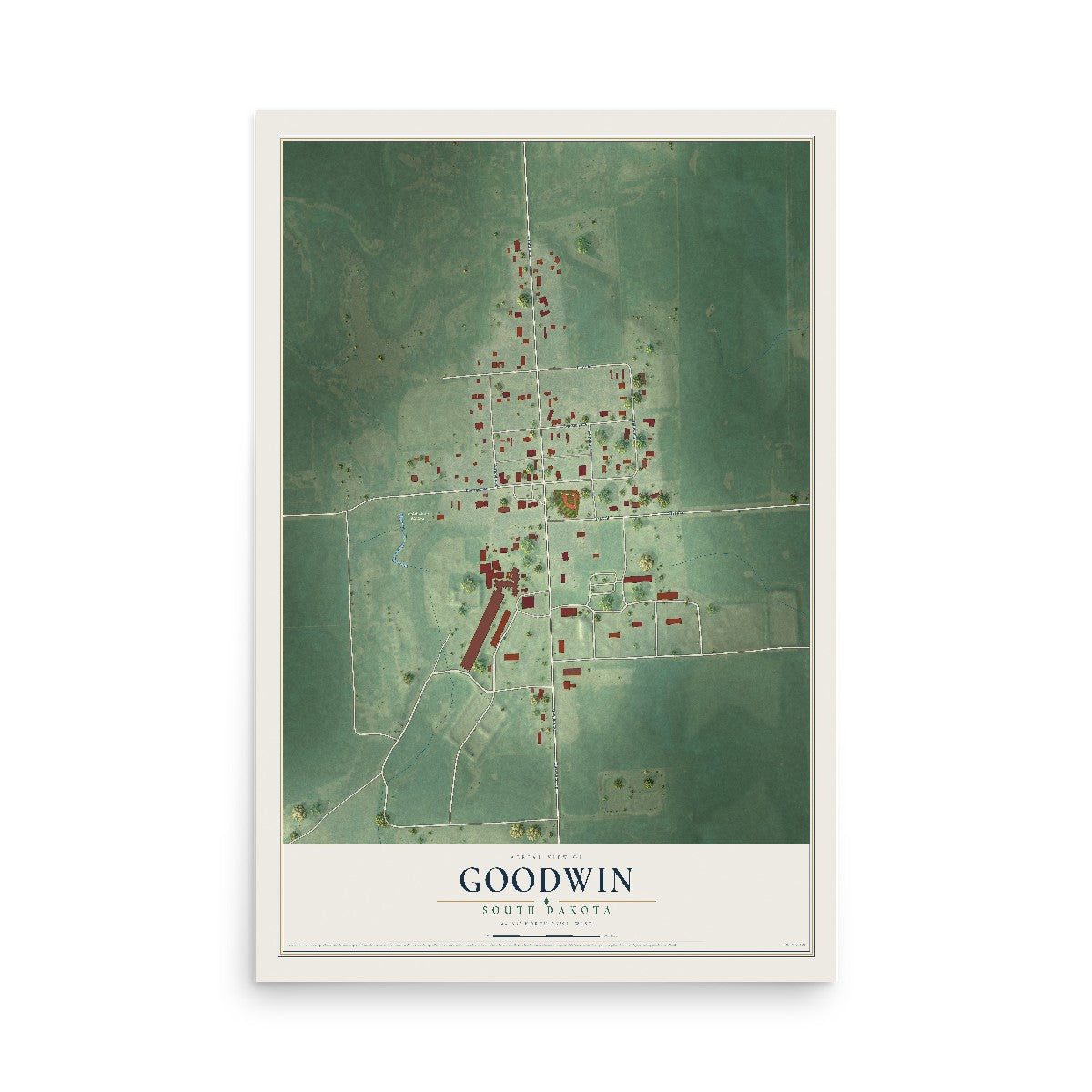 Map of Goodwin, South Dakota, 12 x 18 inch unframed archival matte print