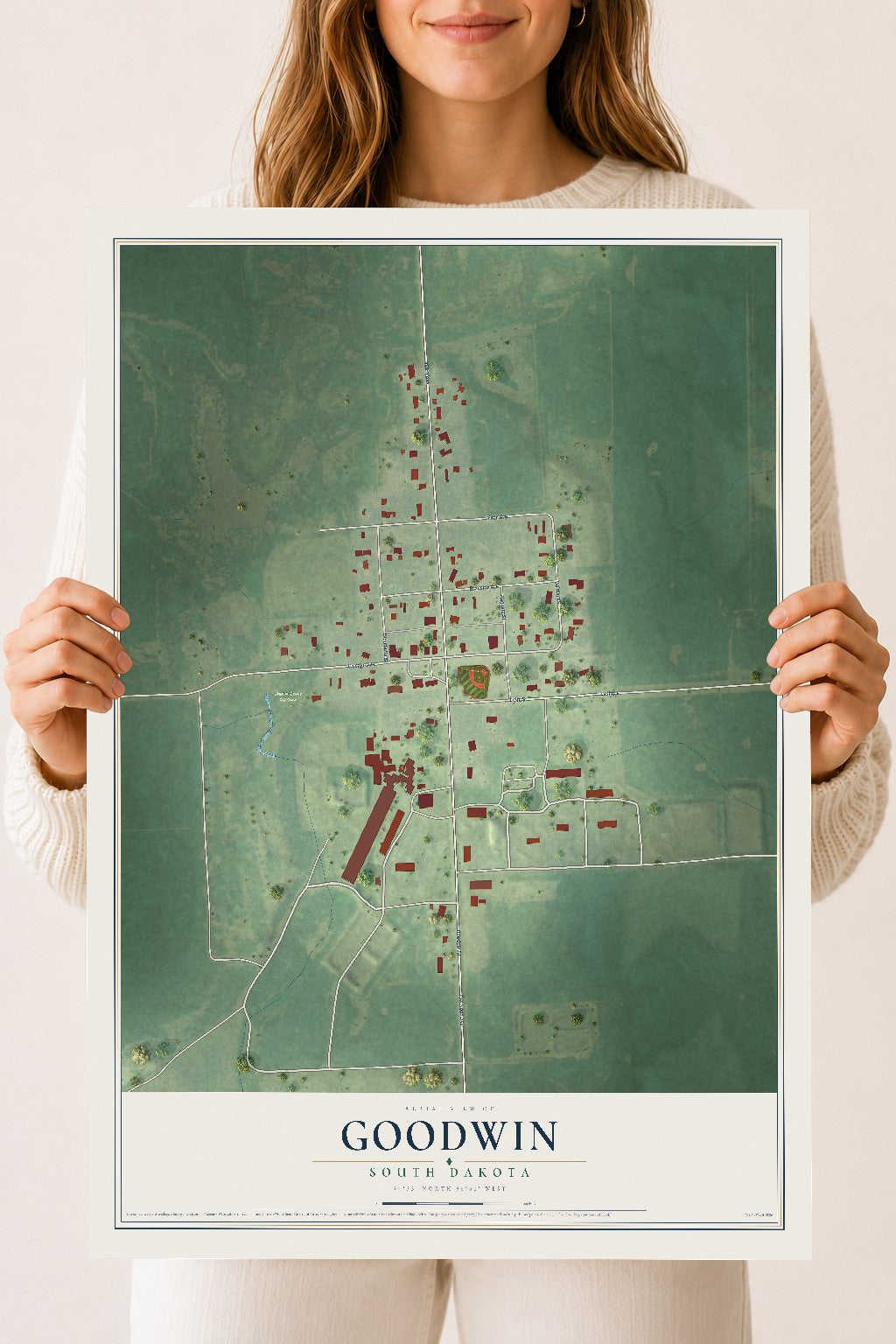 Map of Goodwin, South Dakota, 18 x 24 inch unframed archival matte print