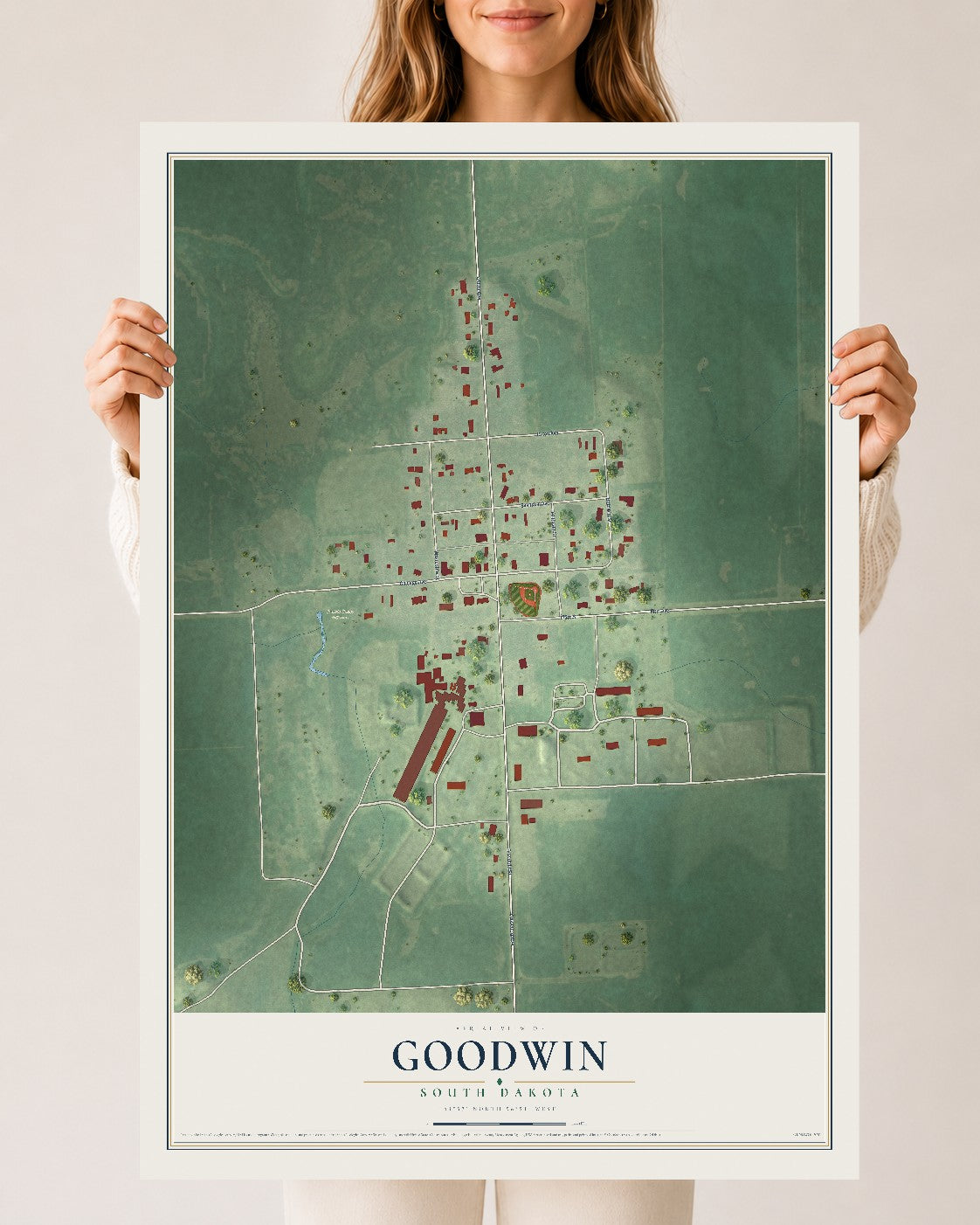 Map of Goodwin, South Dakota, 24 x 36 inch unframed archival matte print