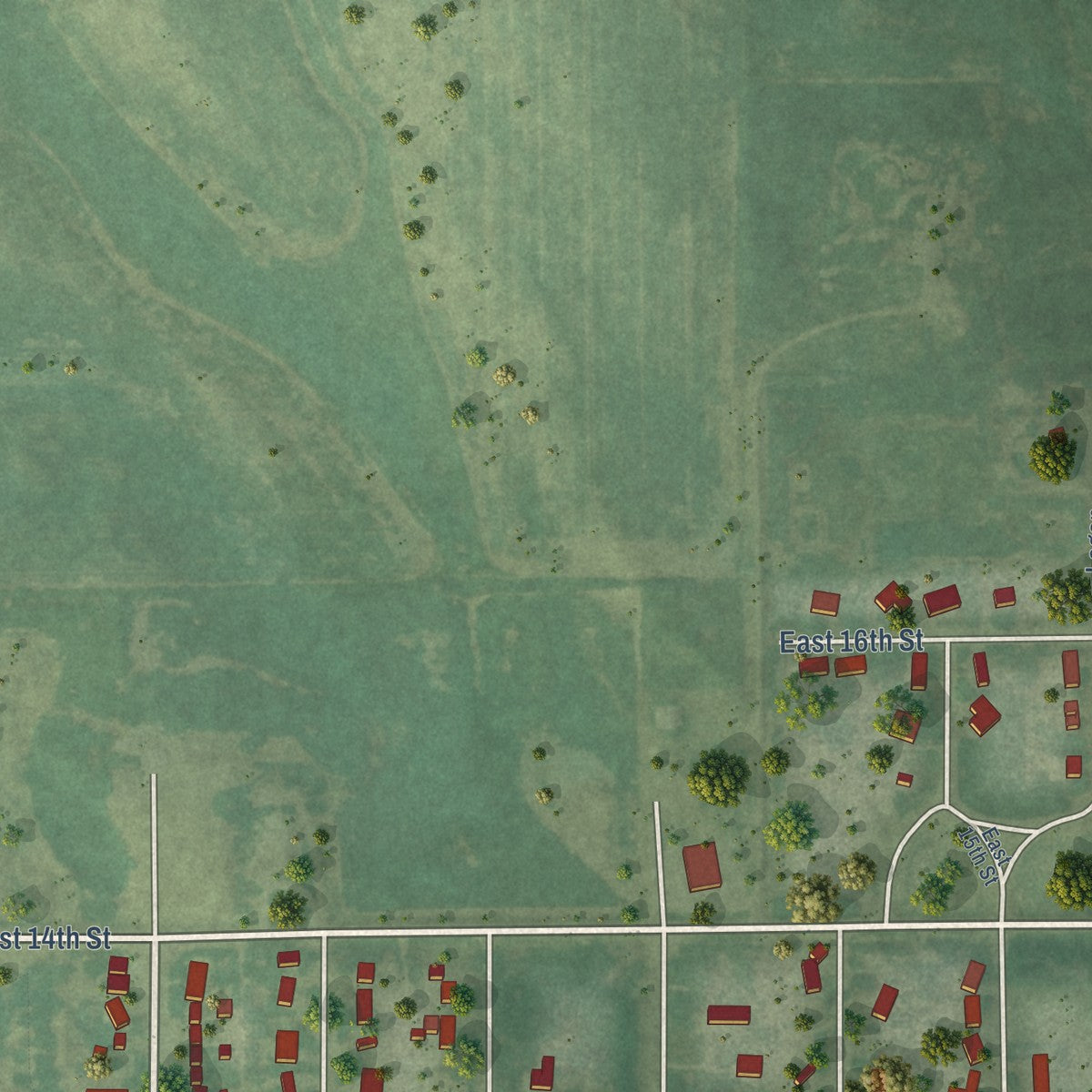 Second close-up of the map of Gregory, South Dakota print showing more streets and buildings