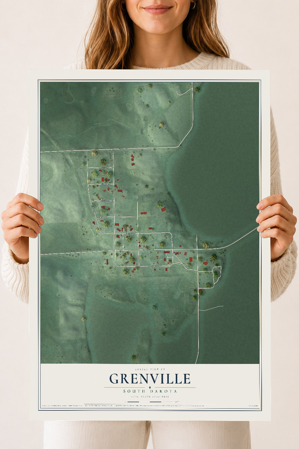 Map of Grenville, South Dakota, 18 x 24 inch unframed archival matte print