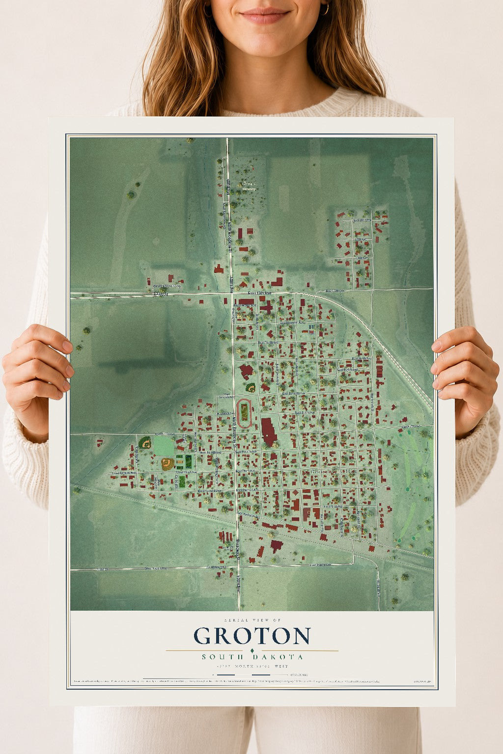 Map of Groton, South Dakota, 18 x 24 inch unframed archival matte print