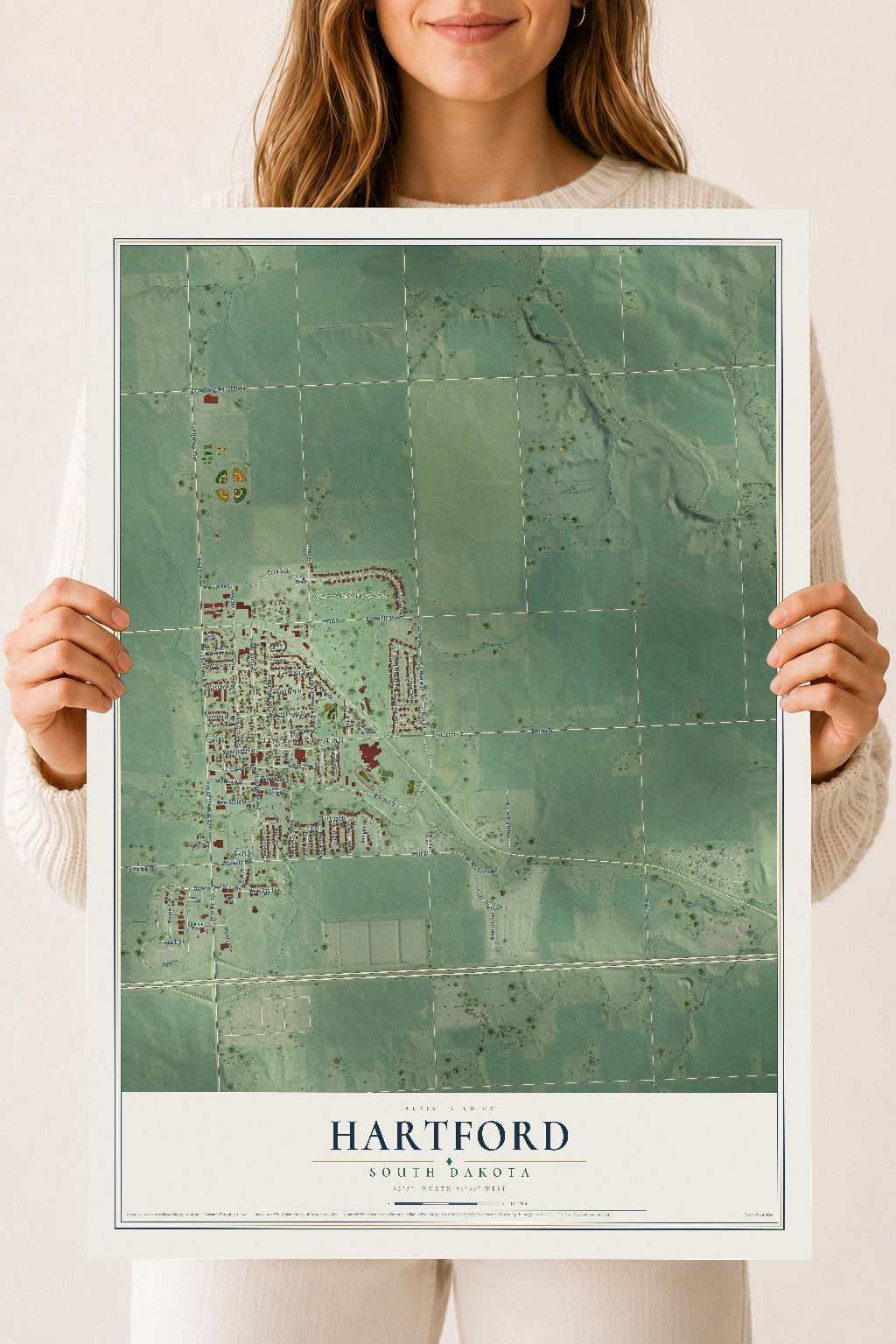 Map of Hartford, South Dakota, 18 x 24 inch unframed archival matte print