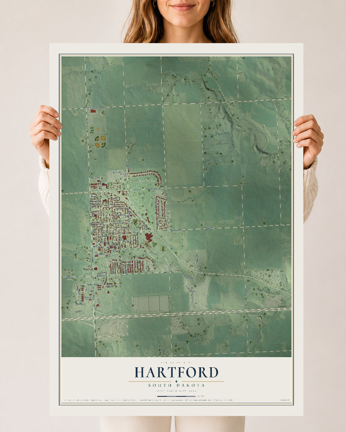 Map of Hartford, South Dakota, 24 x 36 inch unframed archival matte print