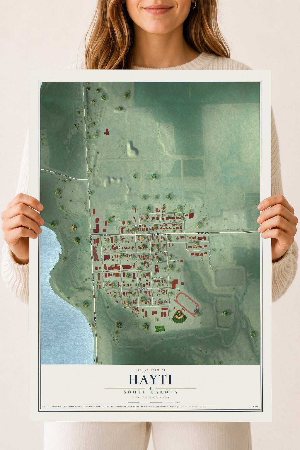 Map of Hayti, South Dakota, 18 x 24 inch unframed archival matte print