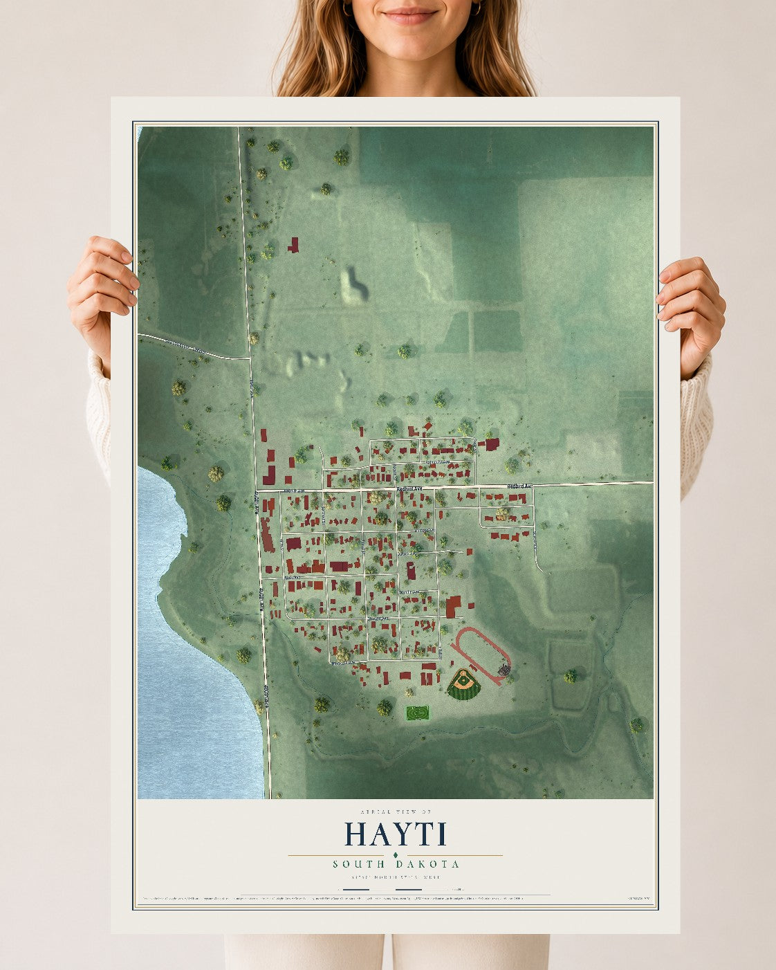Map of Hayti, South Dakota, 24 x 36 inch unframed archival matte print