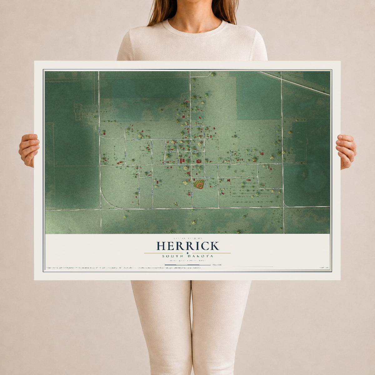 Map of Herrick, South Dakota, 24 x 36 inch unframed archival matte print