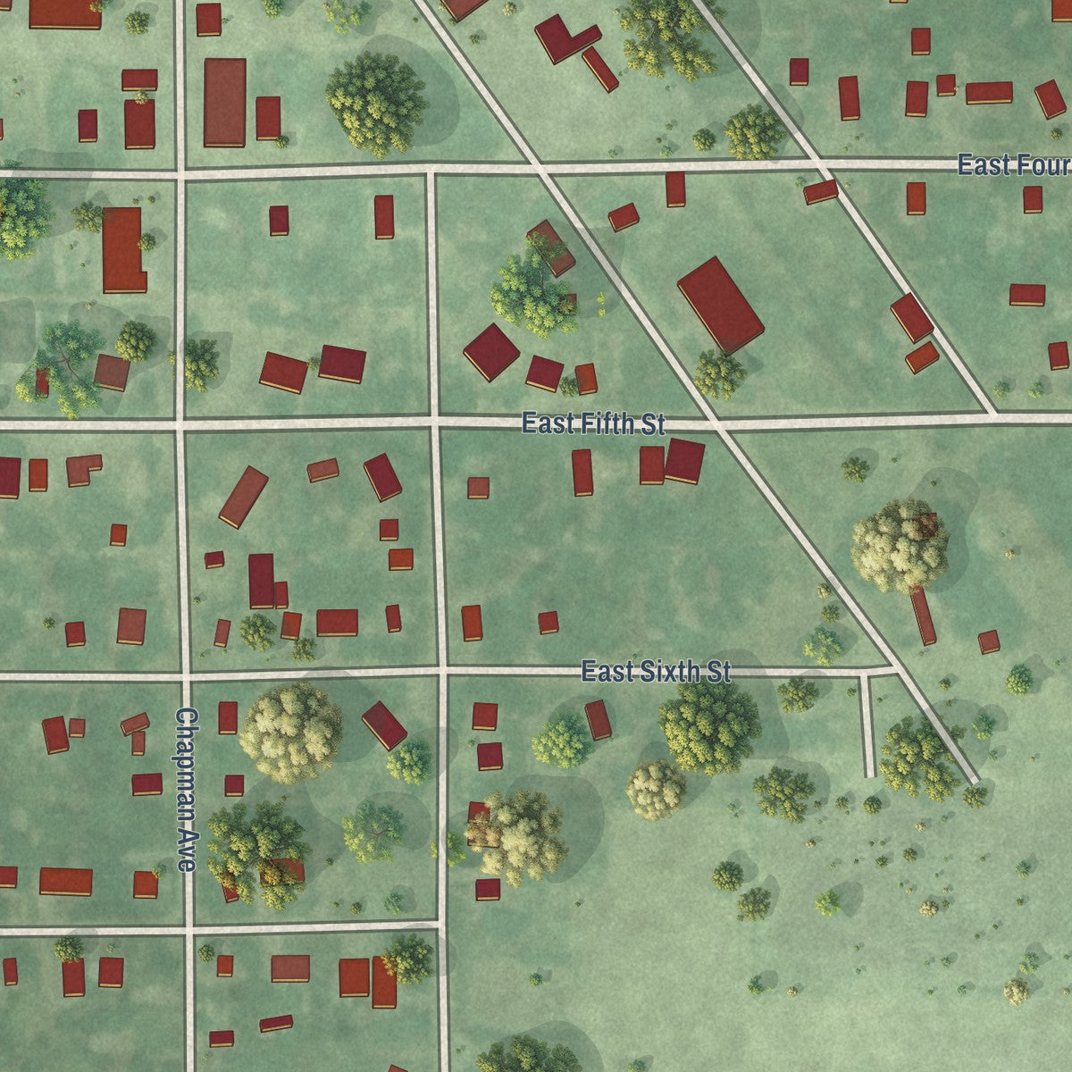 Close-up of the map of Hosmer, South Dakota print showing street and building detail