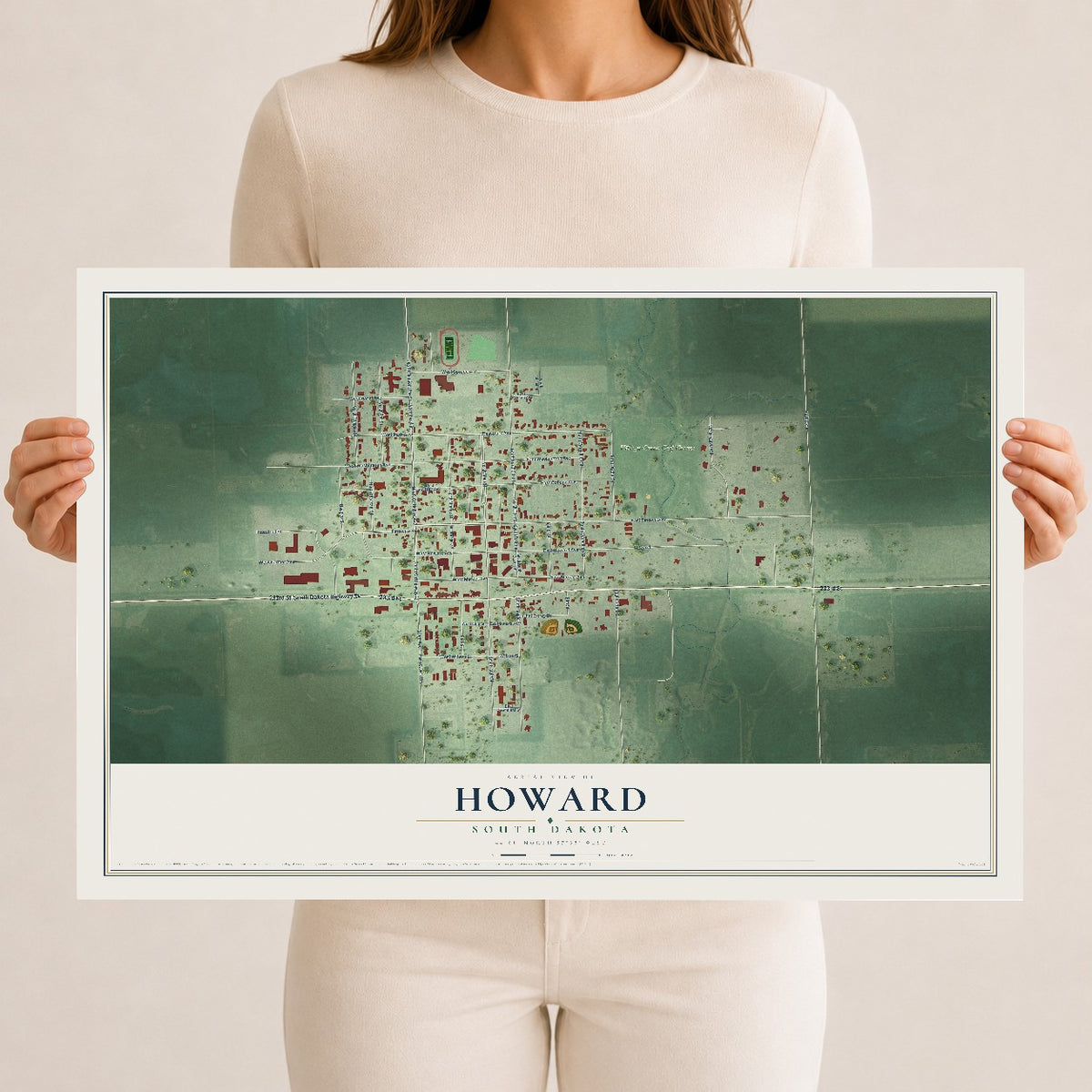 Map of Howard, South Dakota, 12 x 18 inch unframed archival matte print