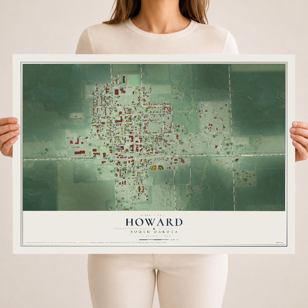 Map of Howard, South Dakota, 18 x 24 inch unframed archival matte print