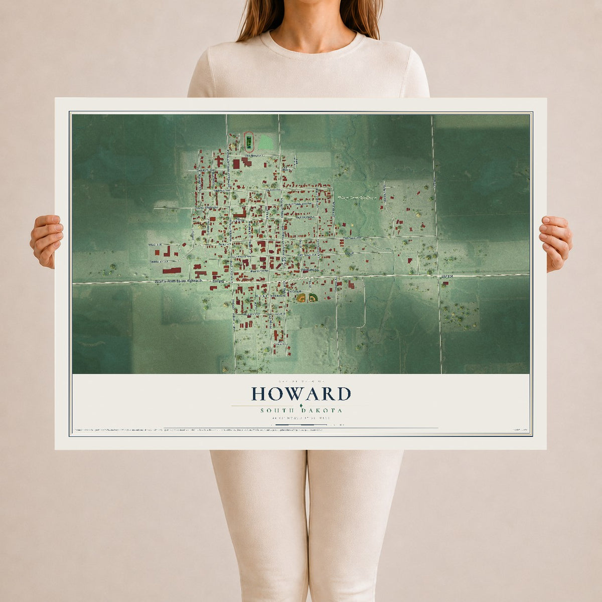 Map of Howard, South Dakota, 24 x 36 inch unframed archival matte print