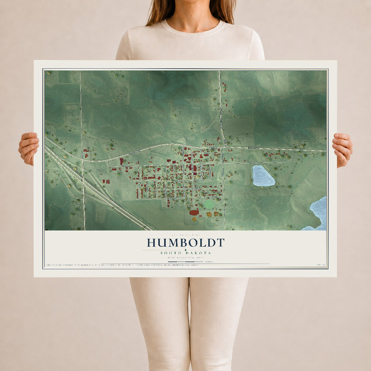 Map of Humboldt, South Dakota, 24 x 36 inch unframed archival matte print