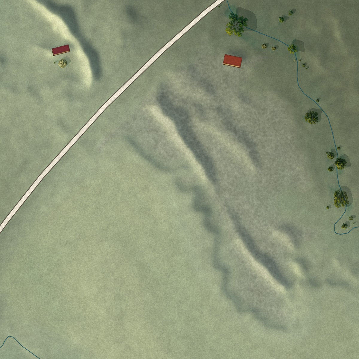 Second close-up of the map of Interior, South Dakota print showing more streets and buildings