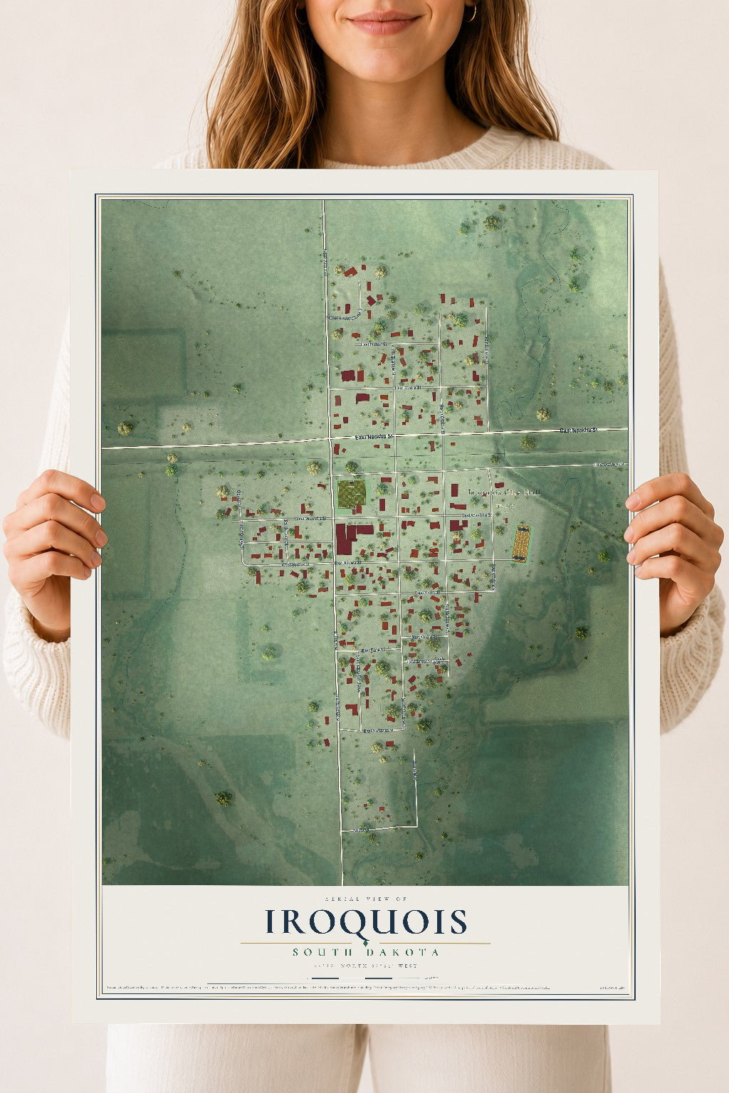 Map of Iroquois, South Dakota, 18 x 24 inch unframed archival matte print