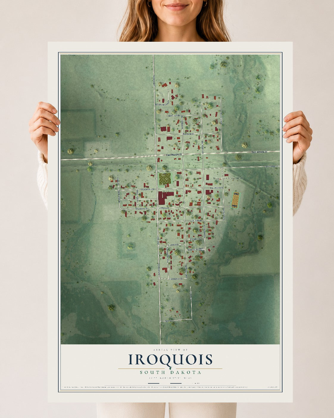 Map of Iroquois, South Dakota, 24 x 36 inch unframed archival matte print