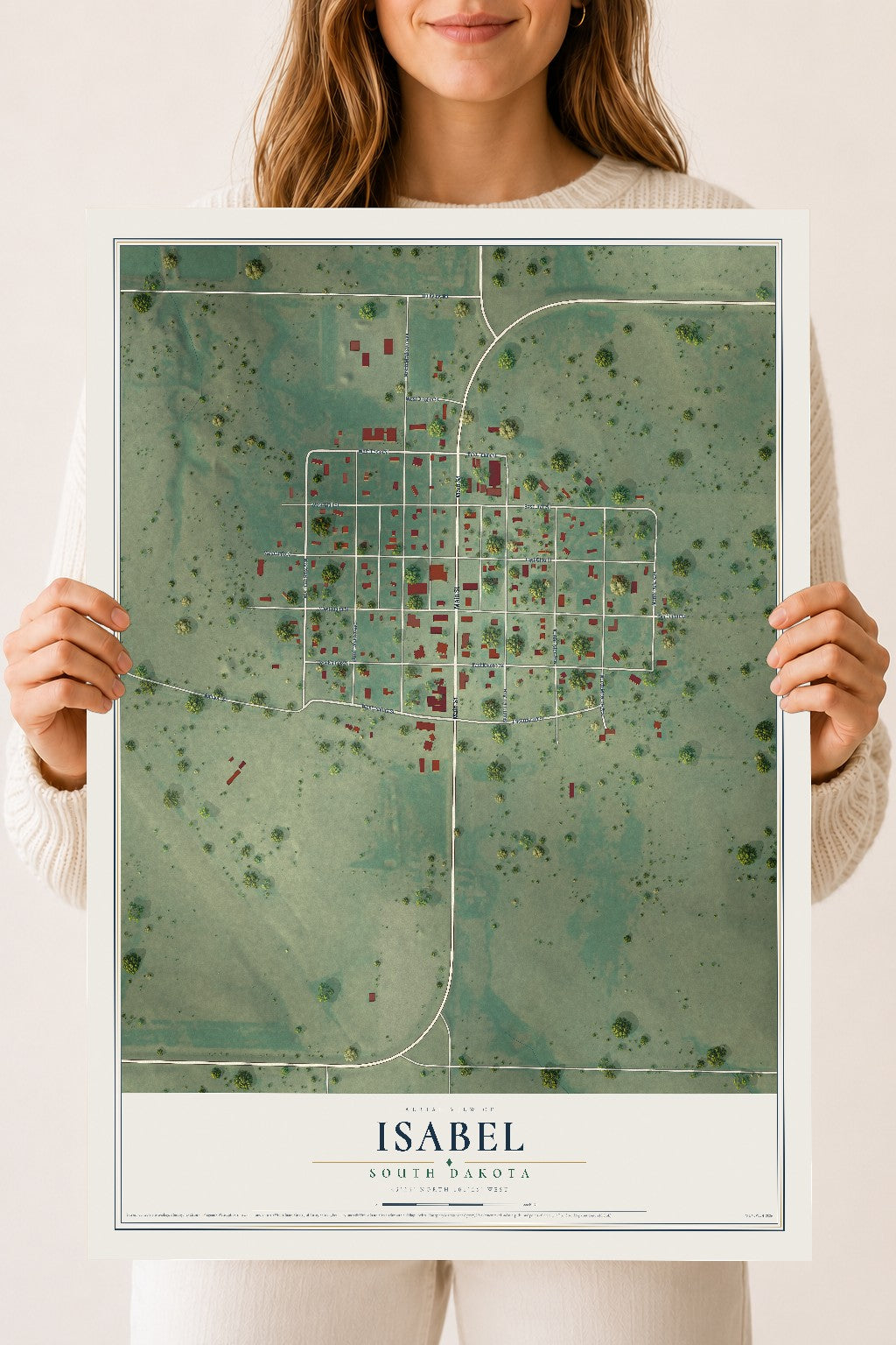 Map of Isabel, South Dakota, 18 x 24 inch unframed archival matte print