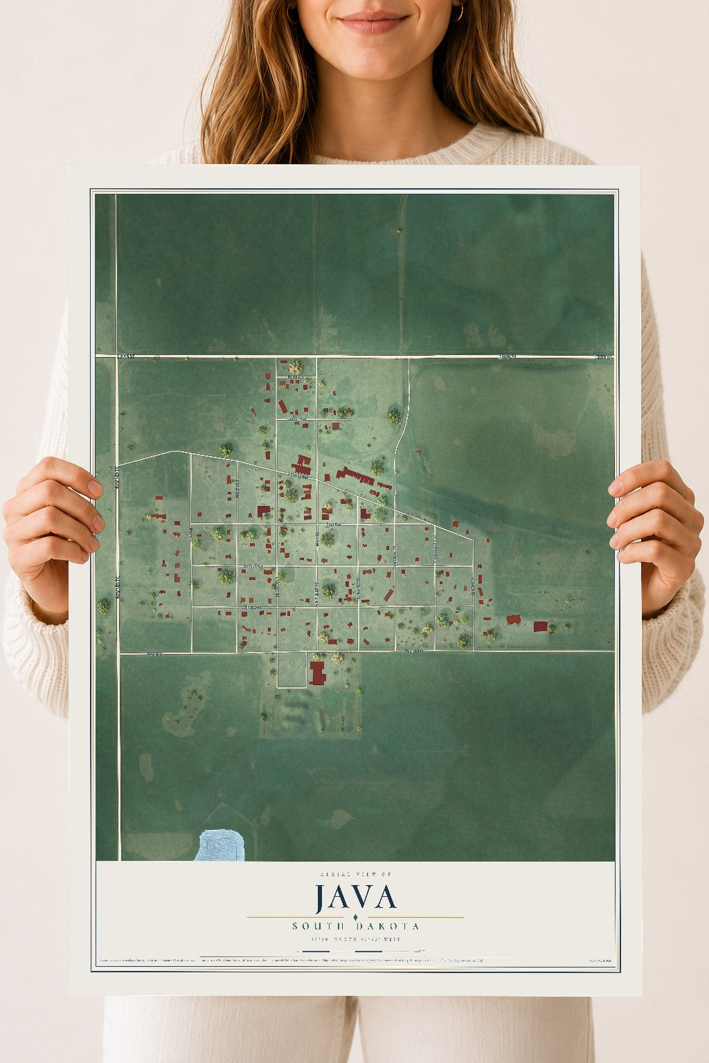 Map of Java, South Dakota, 18 x 24 inch unframed archival matte print