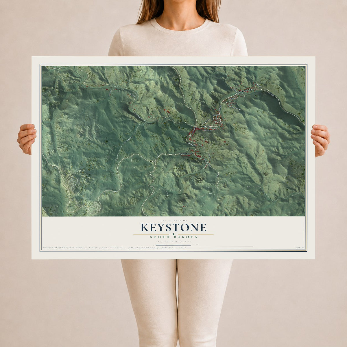 Map of Keystone, South Dakota, 24 x 36 inch unframed archival matte print