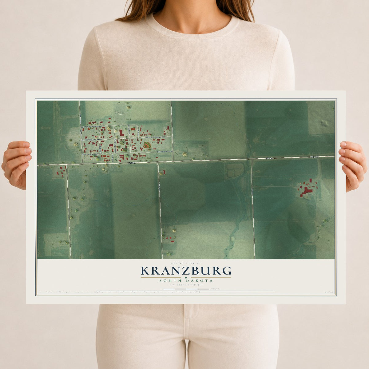 Map of Kranzburg, South Dakota, 12 x 18 inch unframed archival matte print