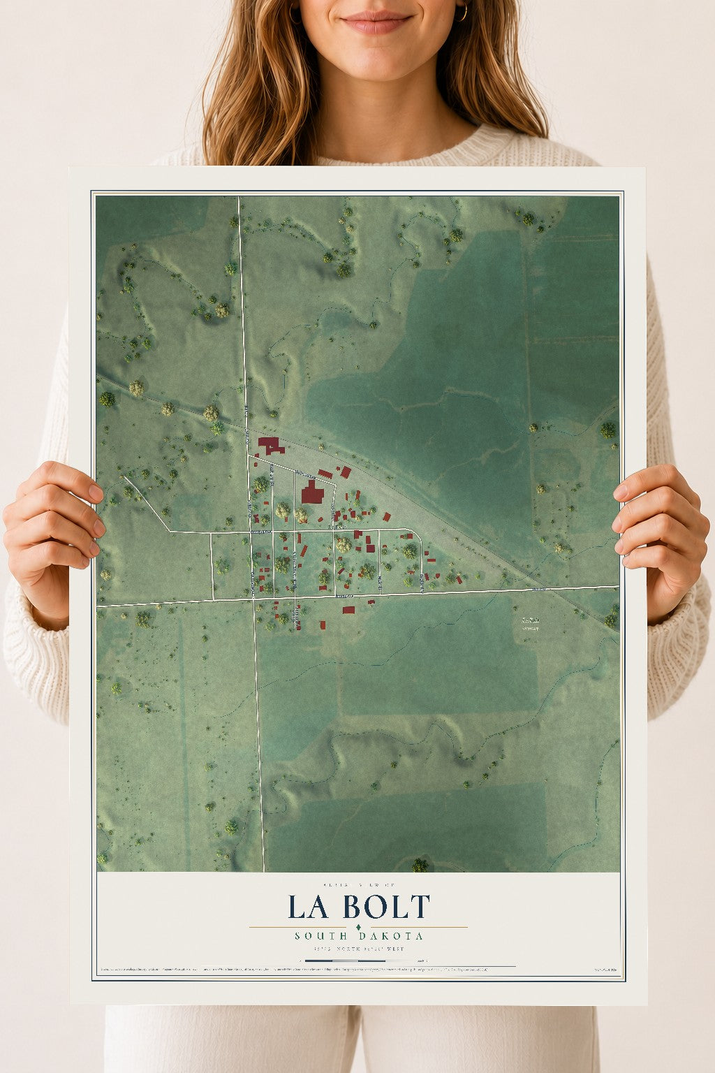 Map of La Bolt, South Dakota, 18 x 24 inch unframed archival matte print