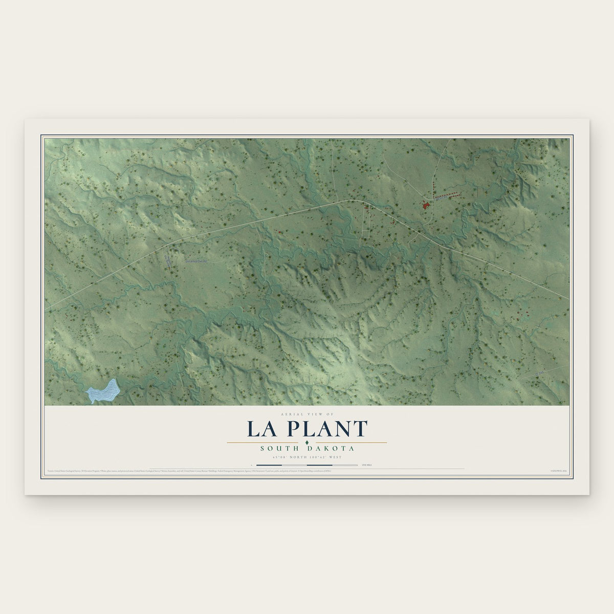 La Plant, South Dakota map print, the full design