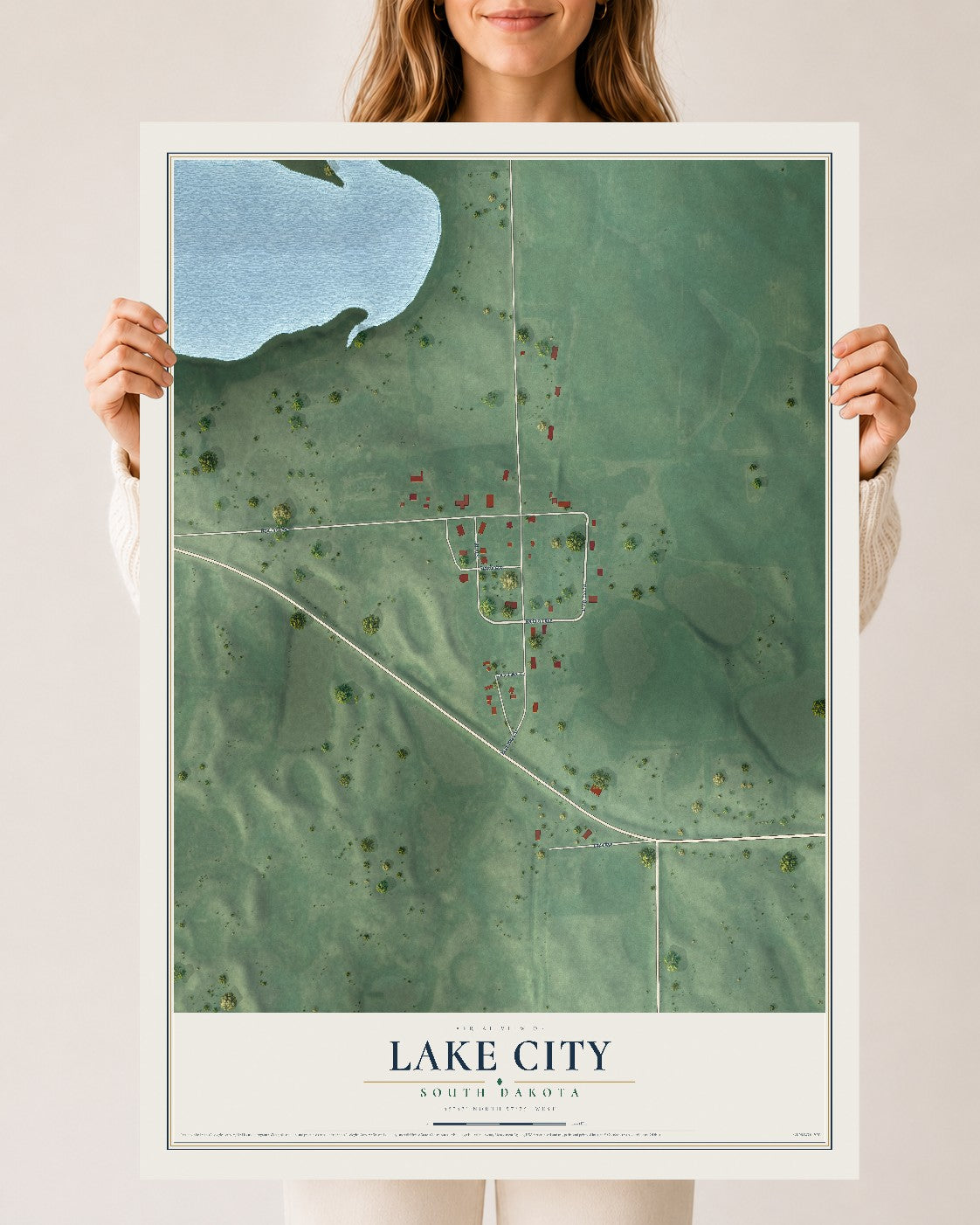 Map of Lake City, South Dakota, 24 x 36 inch unframed archival matte print