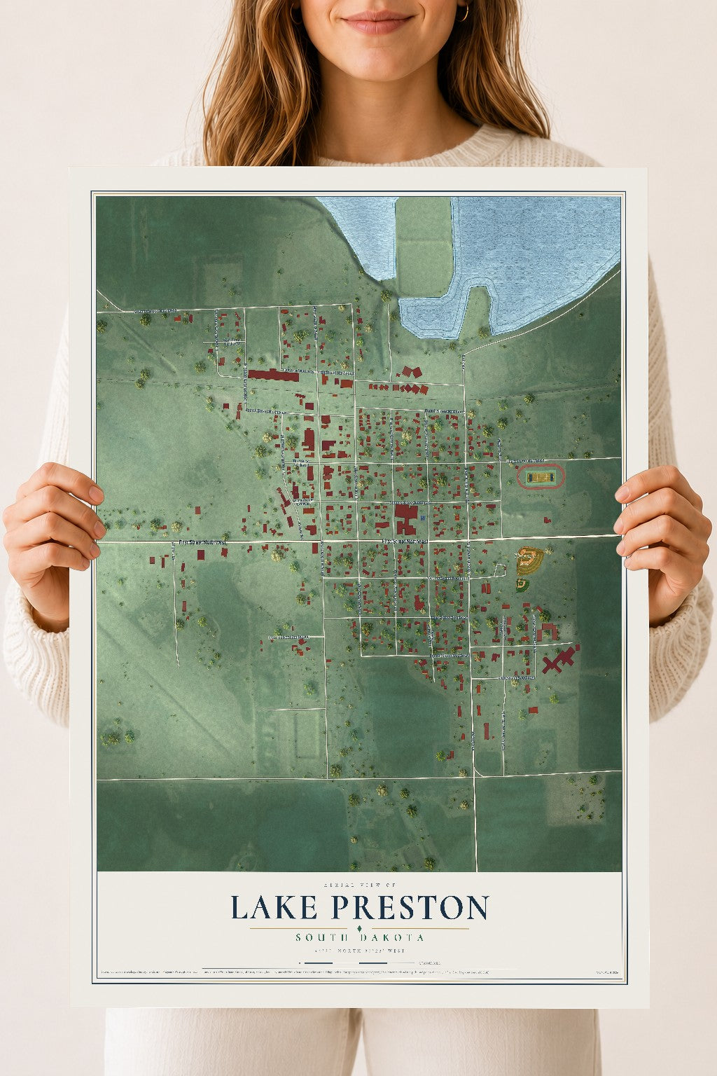 Map of Lake Preston, South Dakota, 18 x 24 inch unframed archival matte print