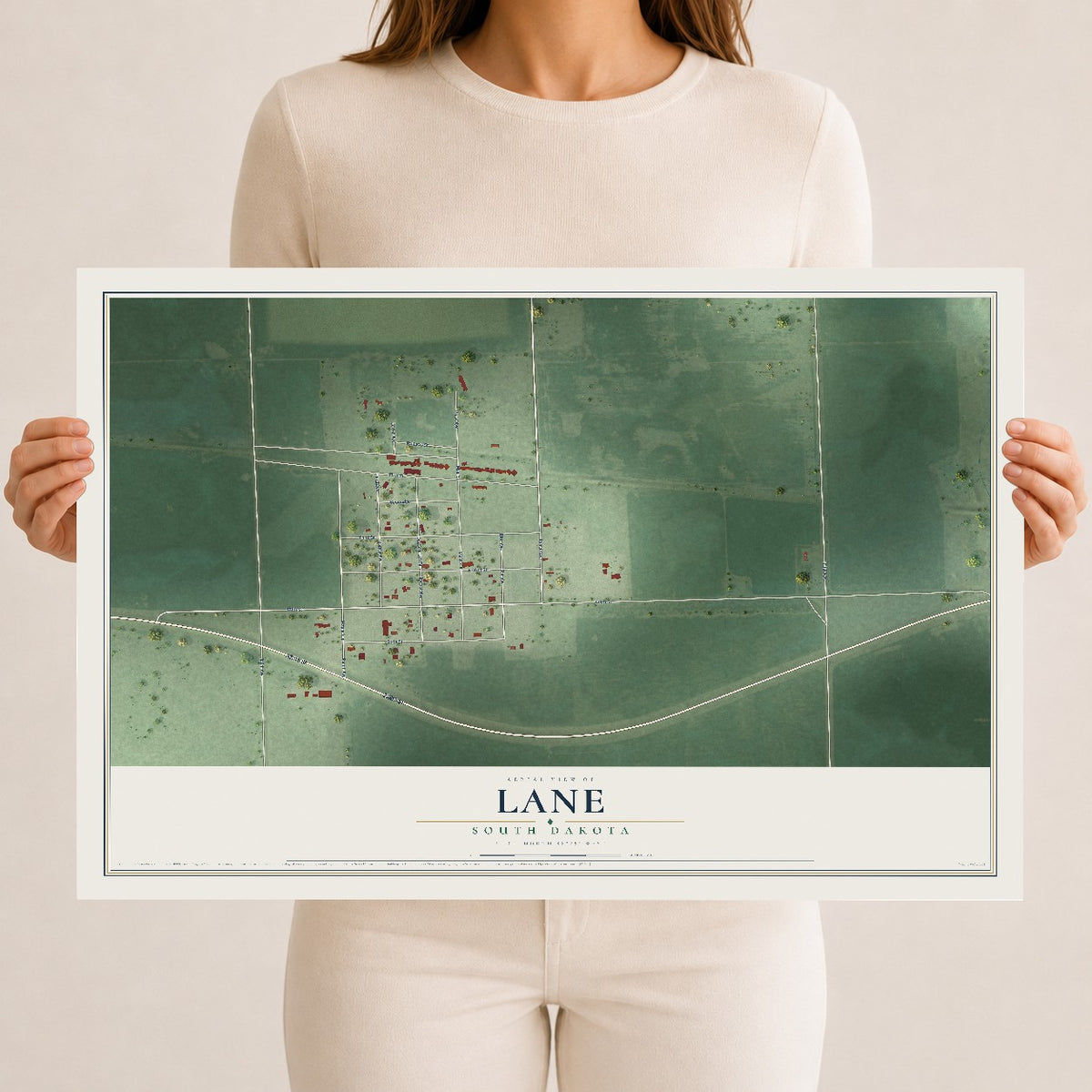 Map of Lane, South Dakota, 12 x 18 inch unframed archival matte print