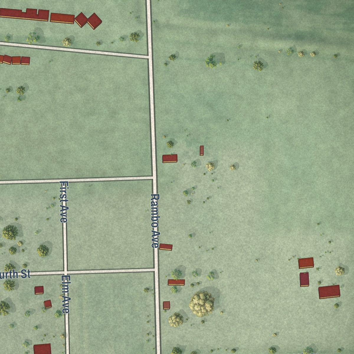 Second close-up of the map of Lane, South Dakota print showing more streets and buildings