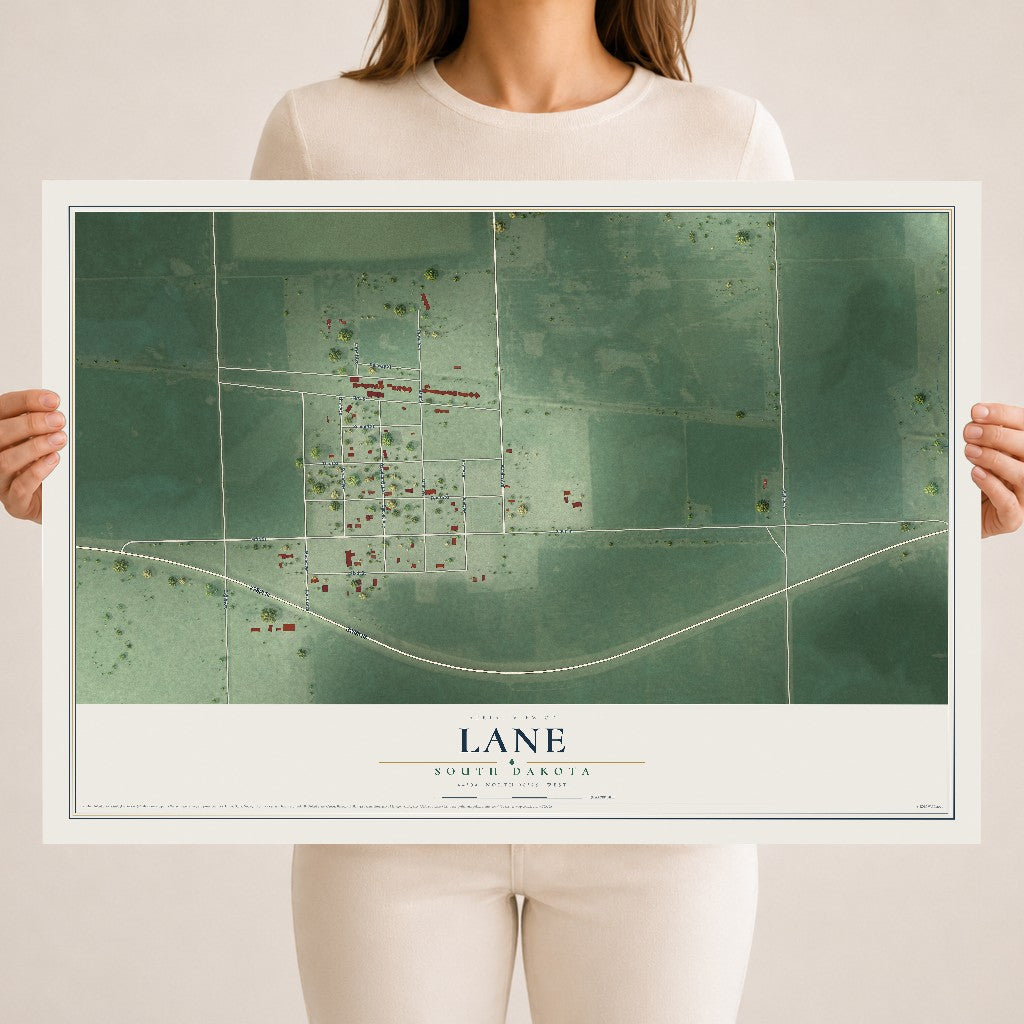 Map of Lane, South Dakota, 18 x 24 inch unframed archival matte print
