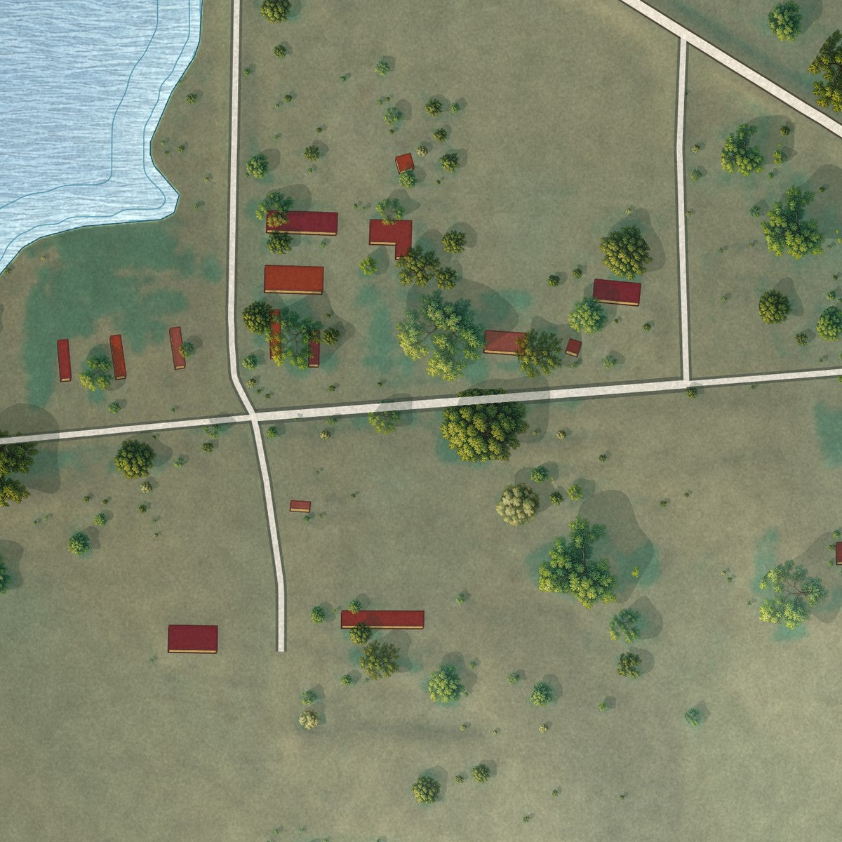 Close-up of the map of Lantry, South Dakota print showing street and building detail