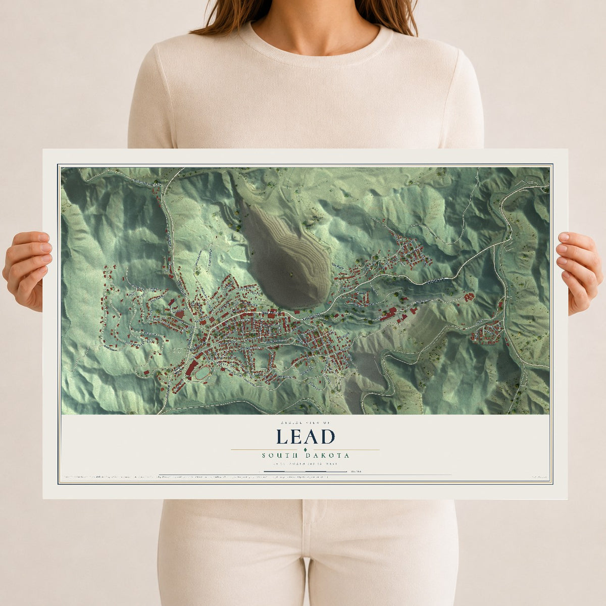Map of Lead, South Dakota, 12 x 18 inch unframed archival matte print