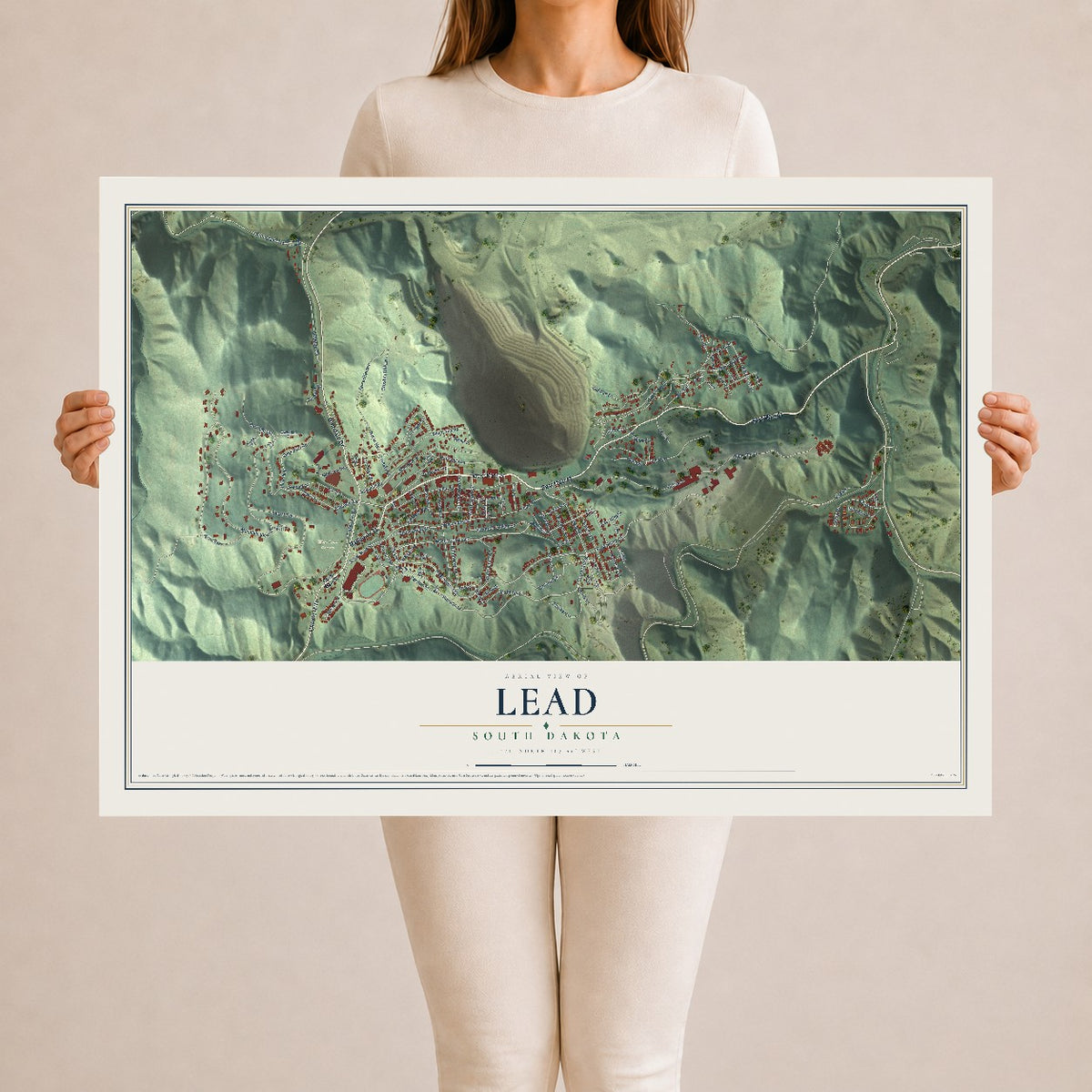 Map of Lead, South Dakota, 24 x 36 inch unframed archival matte print