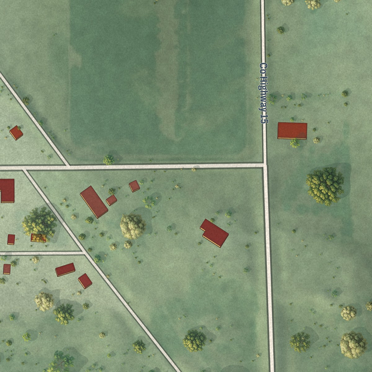 Second close-up of the map of Long Lake, South Dakota print showing more streets and buildings