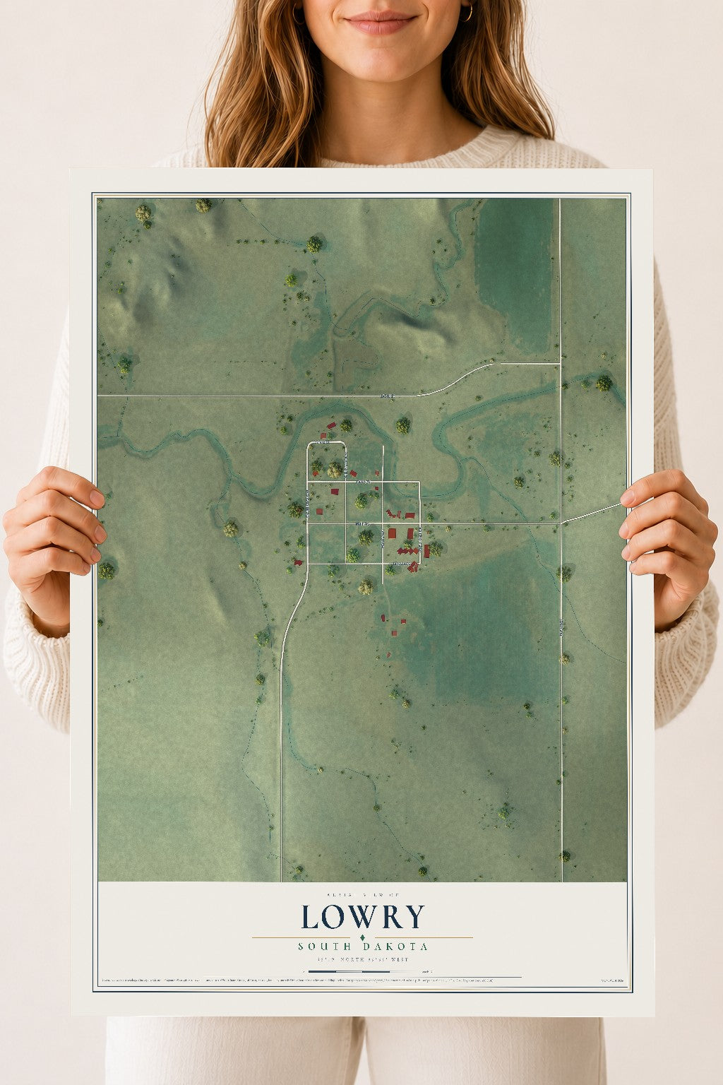 Map of Lowry, South Dakota, 18 x 24 inch unframed archival matte print