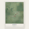 Marty, South Dakota map print, the full design