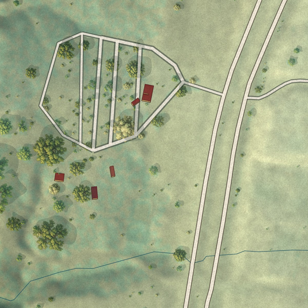 Close-up of the map of Maverick Junction, South Dakota print showing street and building detail