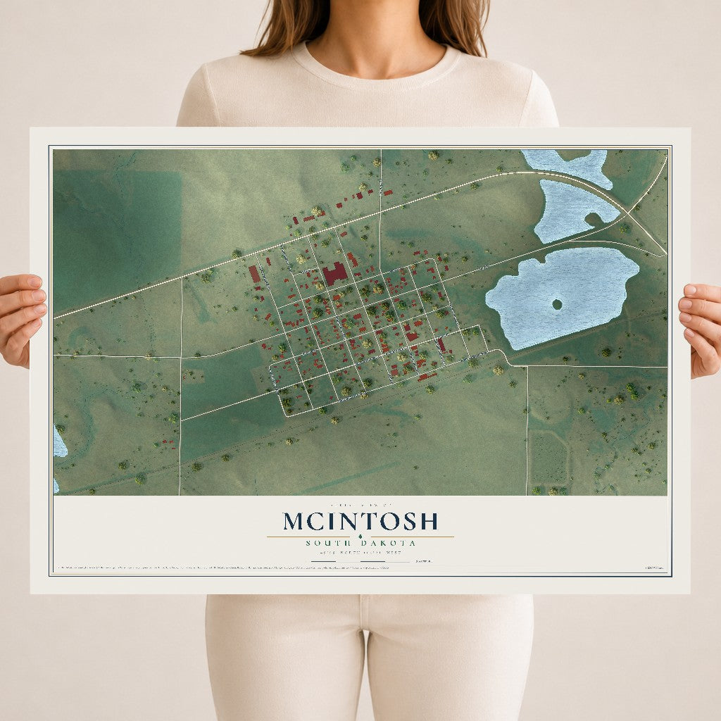 Map of McIntosh, South Dakota, 18 x 24 inch unframed archival matte print