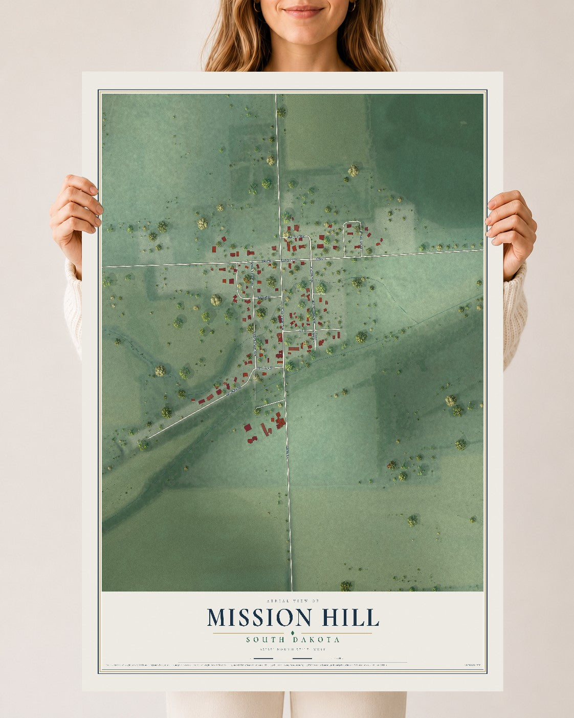 Map of Mission Hill, South Dakota, 24 x 36 inch unframed archival matte print
