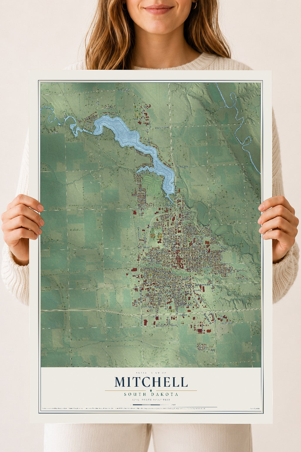 Map of Mitchell, South Dakota, 18 x 24 inch unframed archival matte print