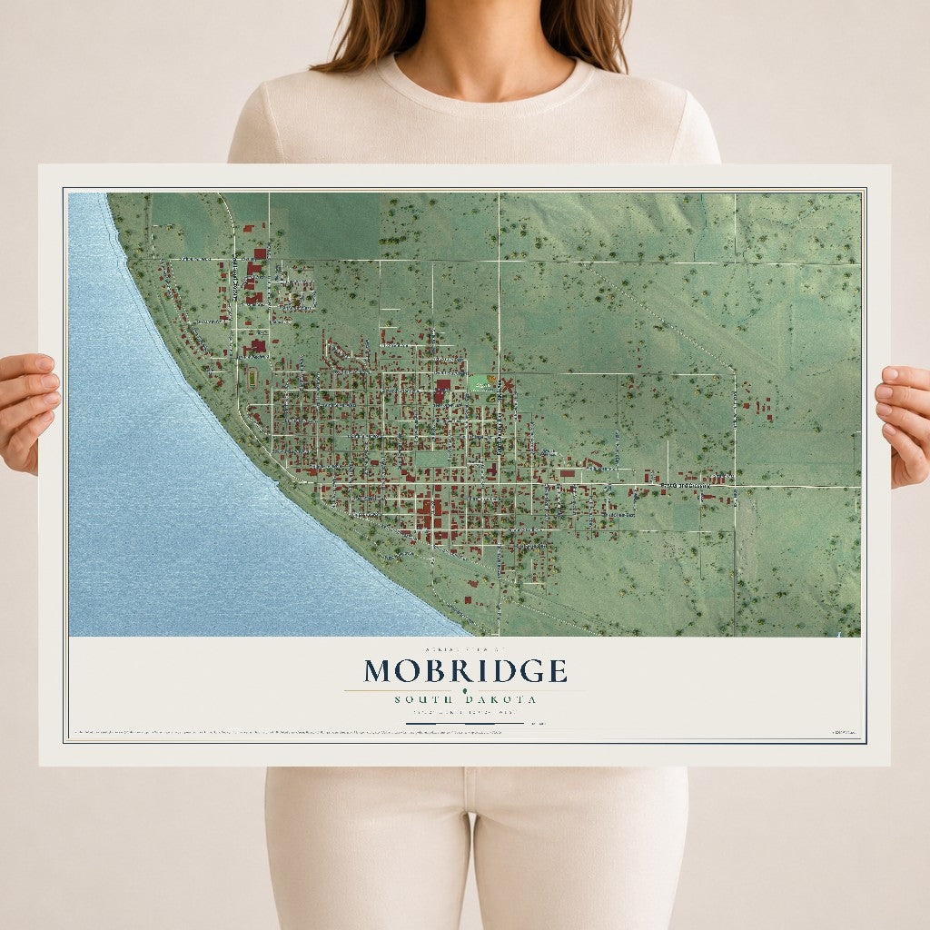 Map of Mobridge, South Dakota, 18 x 24 inch unframed archival matte print