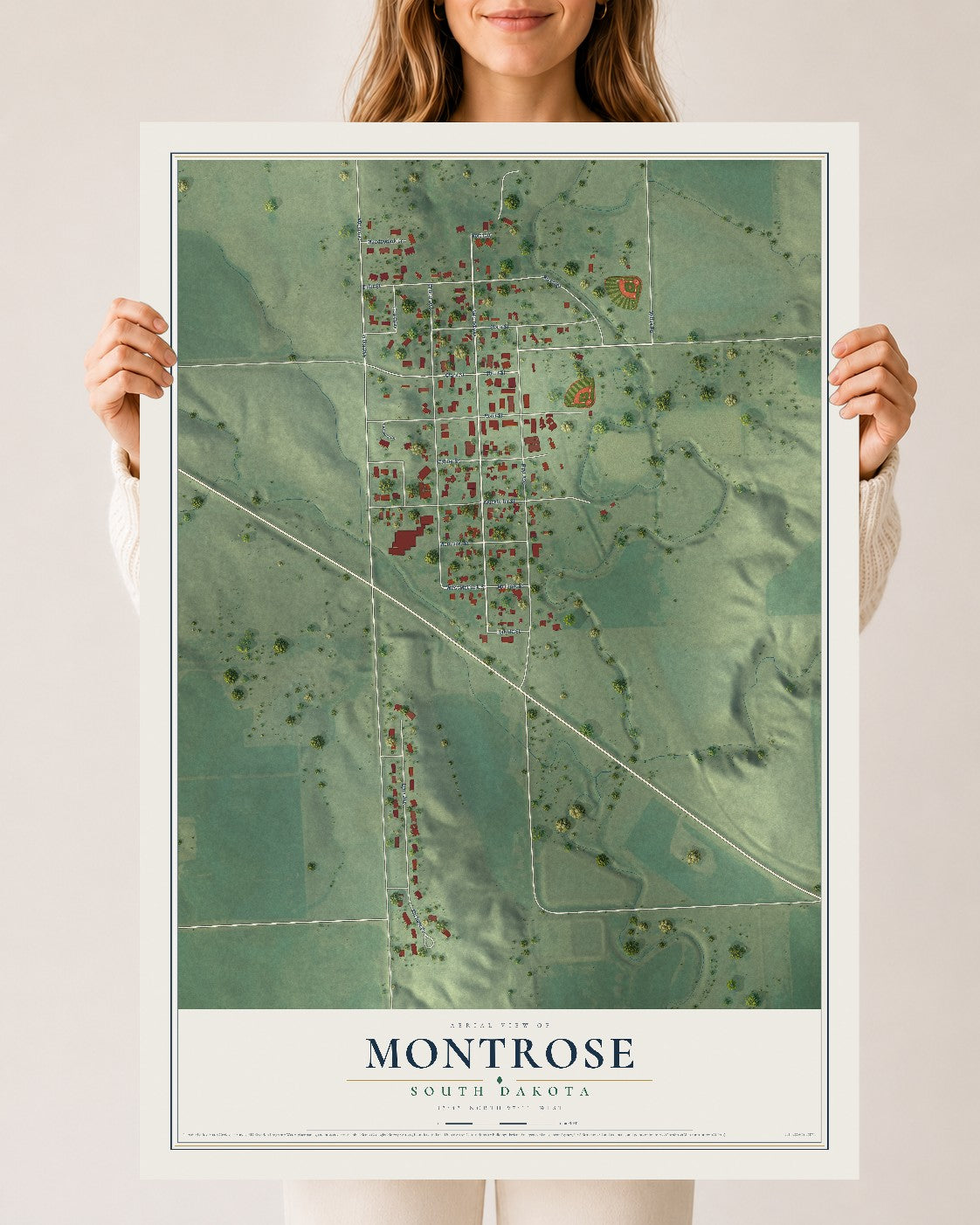 Map of Montrose, South Dakota, 24 x 36 inch unframed archival matte print