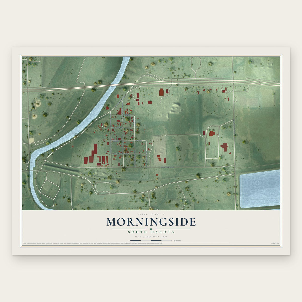 Morningside, South Dakota map print, the full design