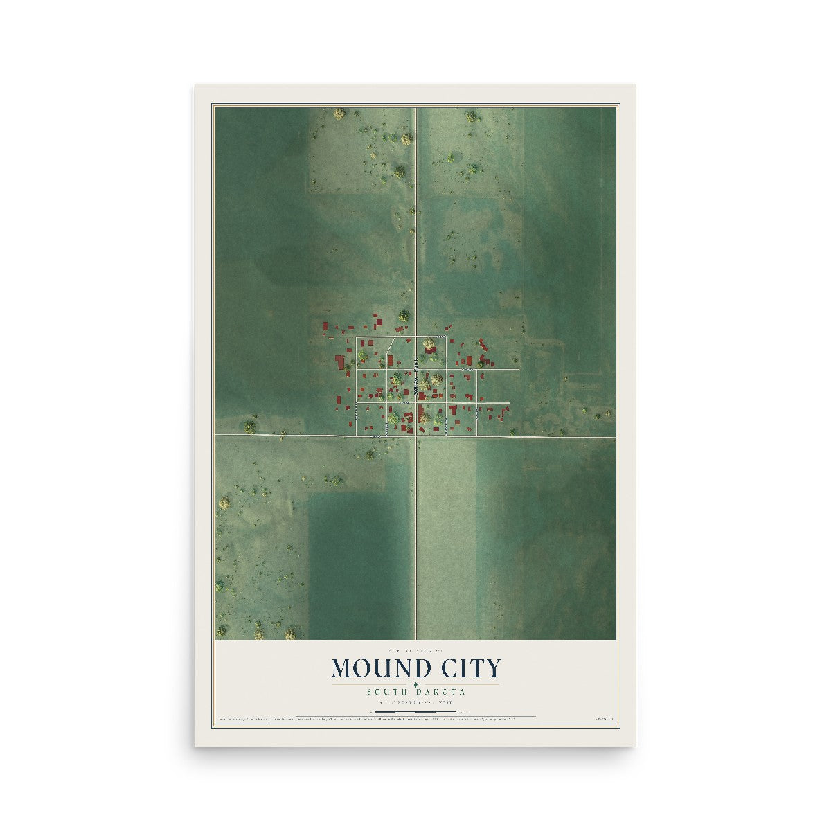 Map of Mound City, South Dakota, 12 x 18 inch unframed archival matte print