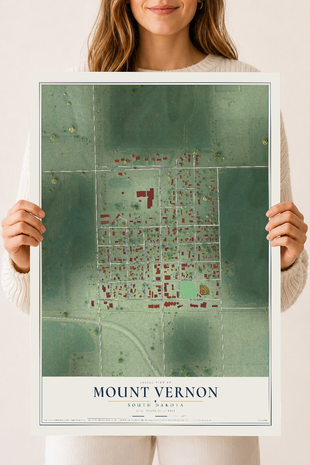 Map of Mount Vernon, South Dakota, 18 x 24 inch unframed archival matte print
